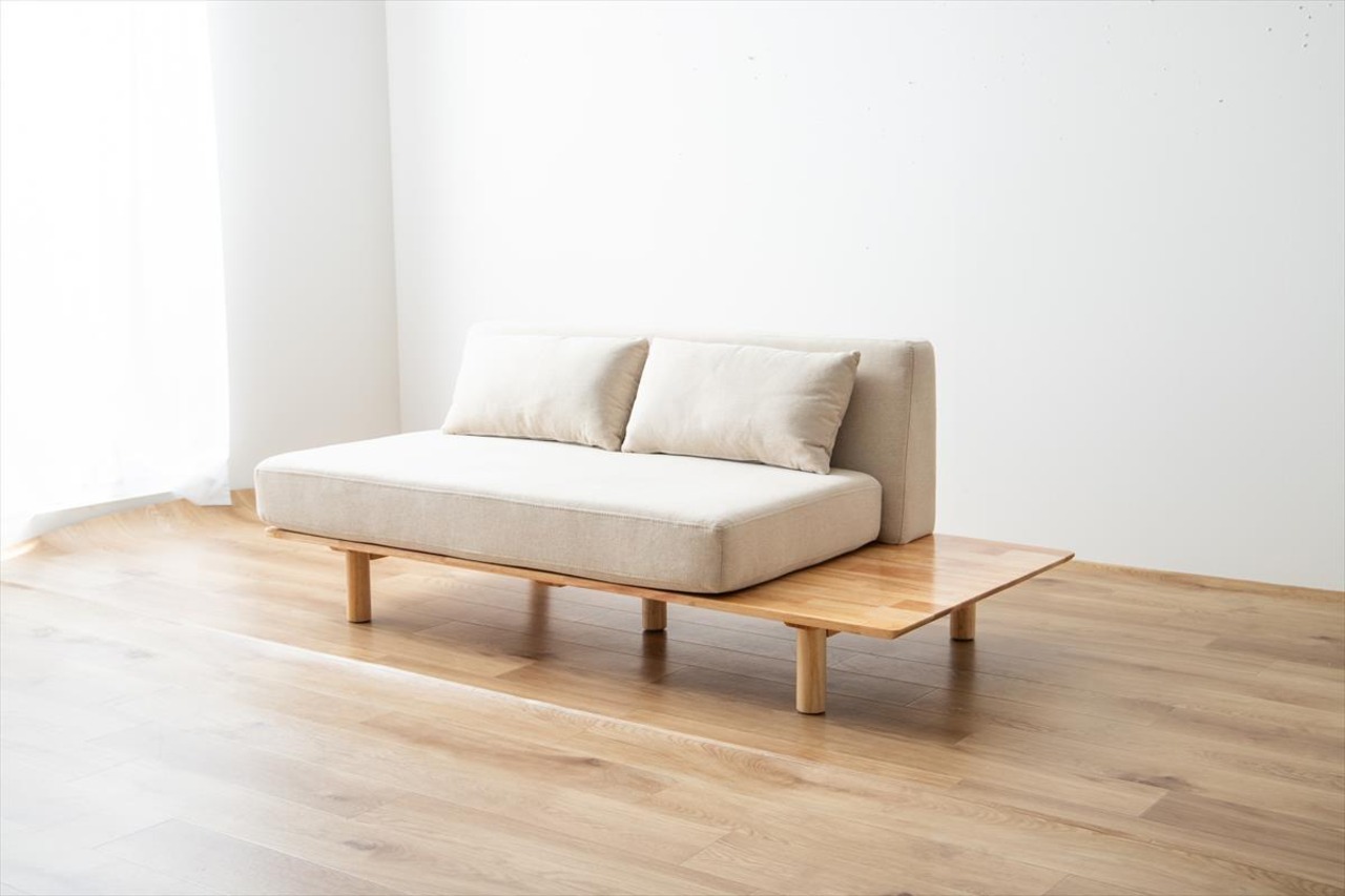 【幅150cm】Monica 2人掛けサイドテーブル付きソファ