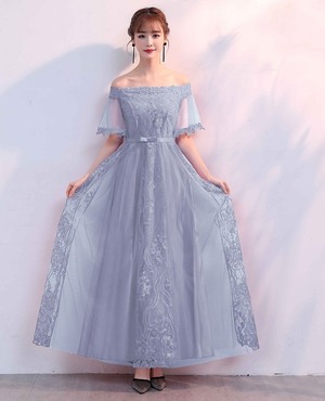 送料無料 未使用 発表会 舞台衣装 パーティ フォーマル オフショルダー チュール M 9号 ドレス [OPN3835]