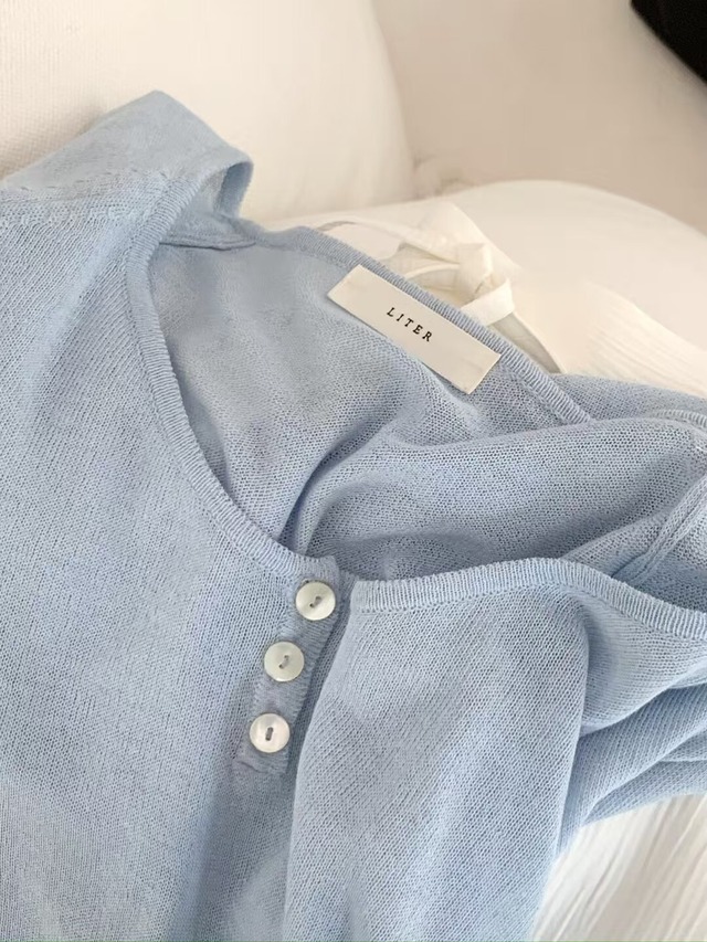 (予約) LITER / Baby button crop knit 2color