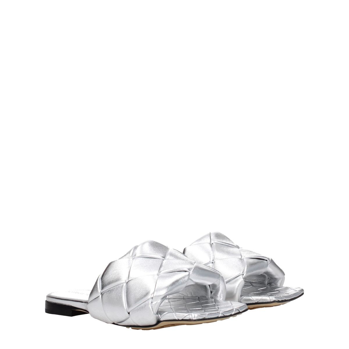 BOTTEGA VENETA ボッテガヴェネタ レディース スライドサンダル レザー シルバー