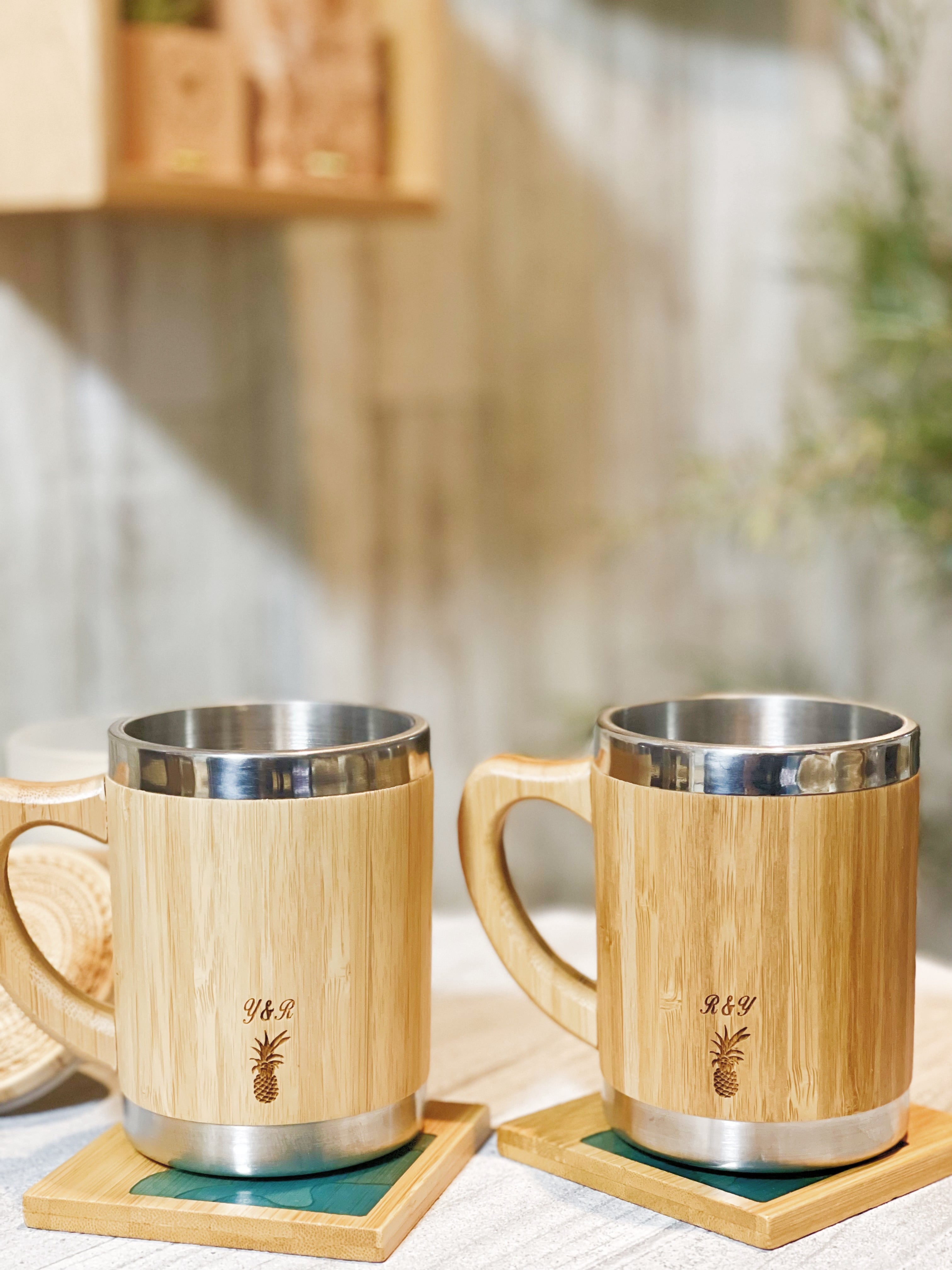 Bamboo stainless mug(leaf) | ALOHA GLASS