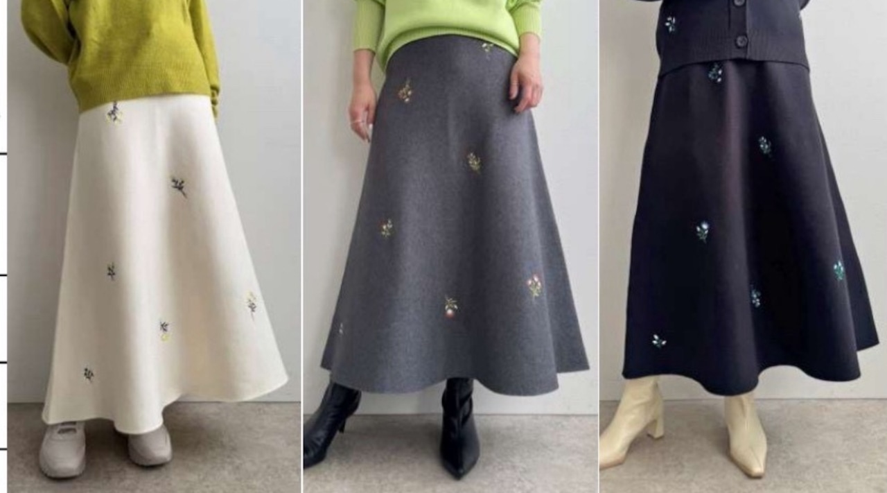 レルビエ 刺繍ニットスカート 52240