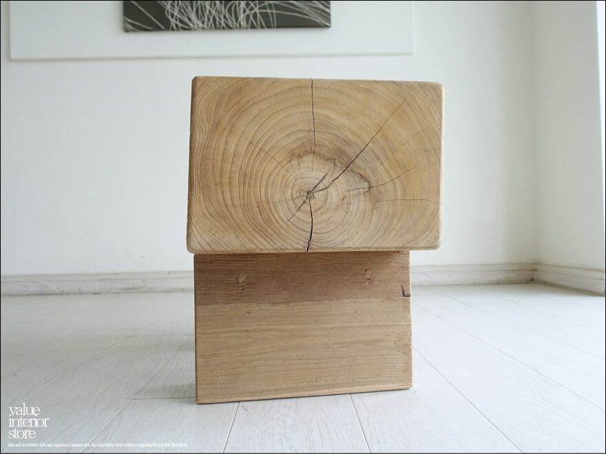 約85cm 無垢材のスラットデザインベンチ チーク［イス　椅子　スツール］ チーク無垢材 ベンチHolz角 スツール 椅子 丸太スツール 角脚 イス