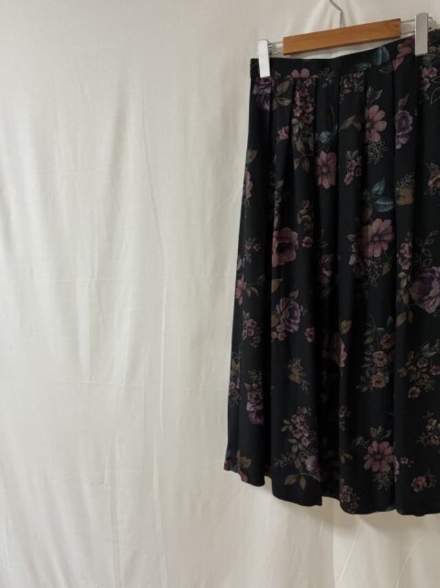 1990's Floral Pattern Gather Long Skirt