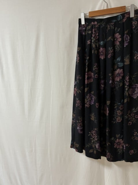 1990's Floral Pattern Gather Long Skirt