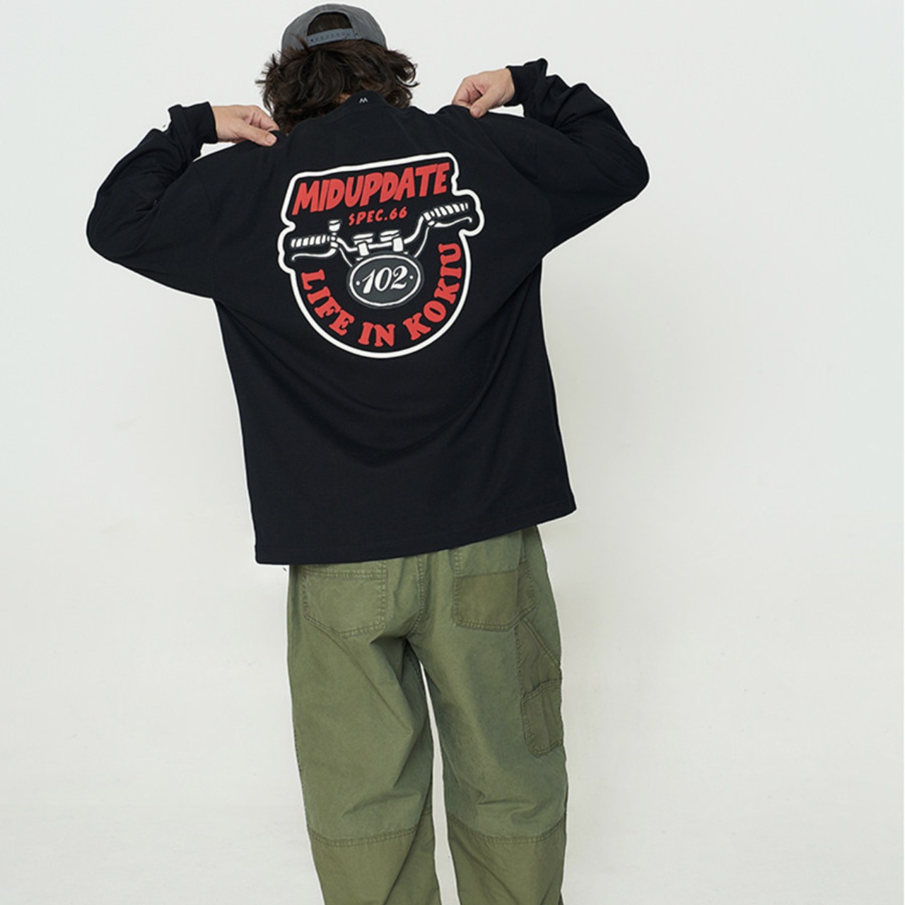 "LIFE IN KOKYU" バックロゴ・ヘビープリントスウェット A2056 - 12