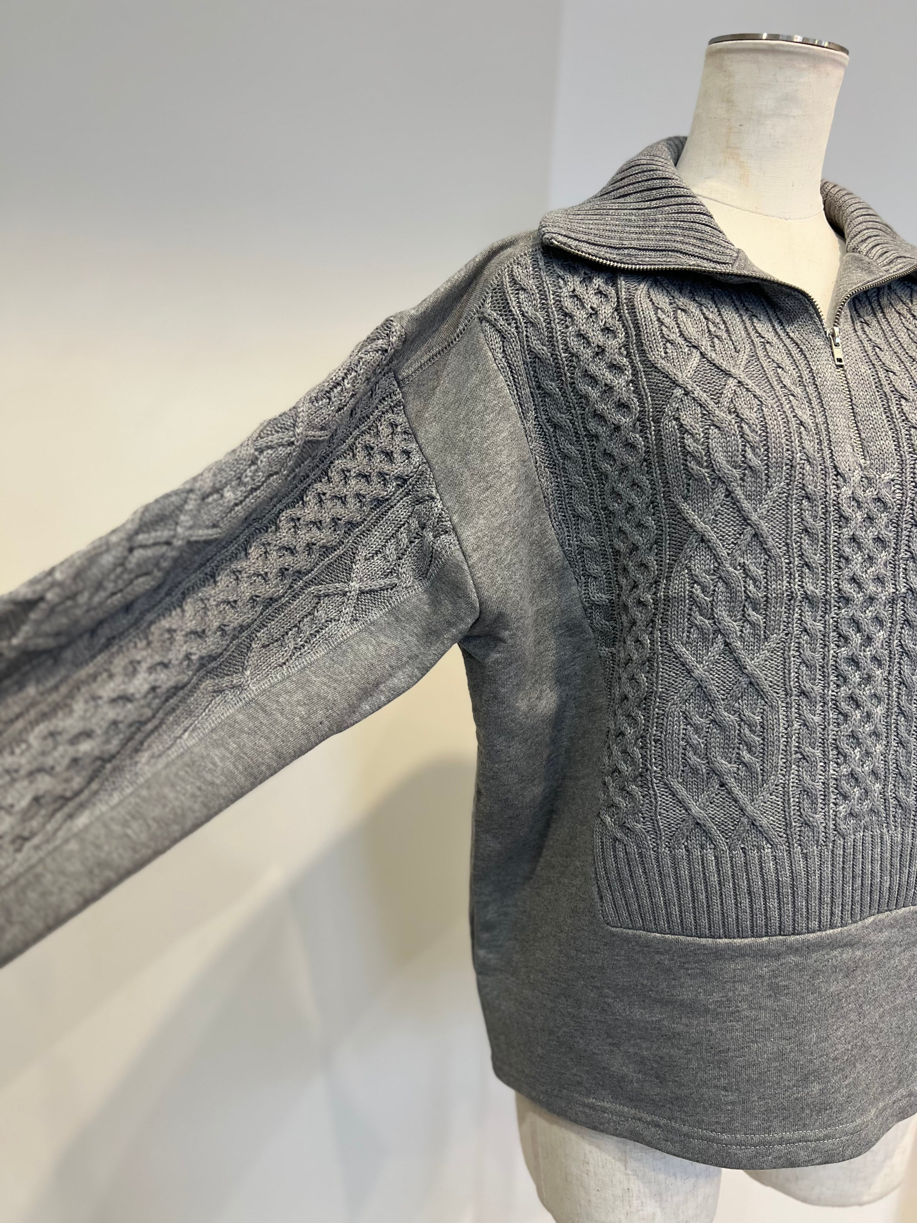 【SELECT】スウェット×ニット　ハーフZIP プルオーバー