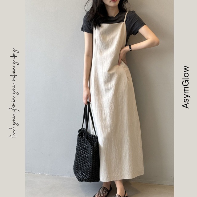 Aラインシルエット マキシ丈キャミソールワンピース（2colors） 　A00287