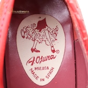 【スペイン製 フラメンコ衣装】サイズ37 1/2 朱色 A Oluna シューズ 靴 ヒール 釘あり 赤 オレンジ スウェード生地 ダンス用