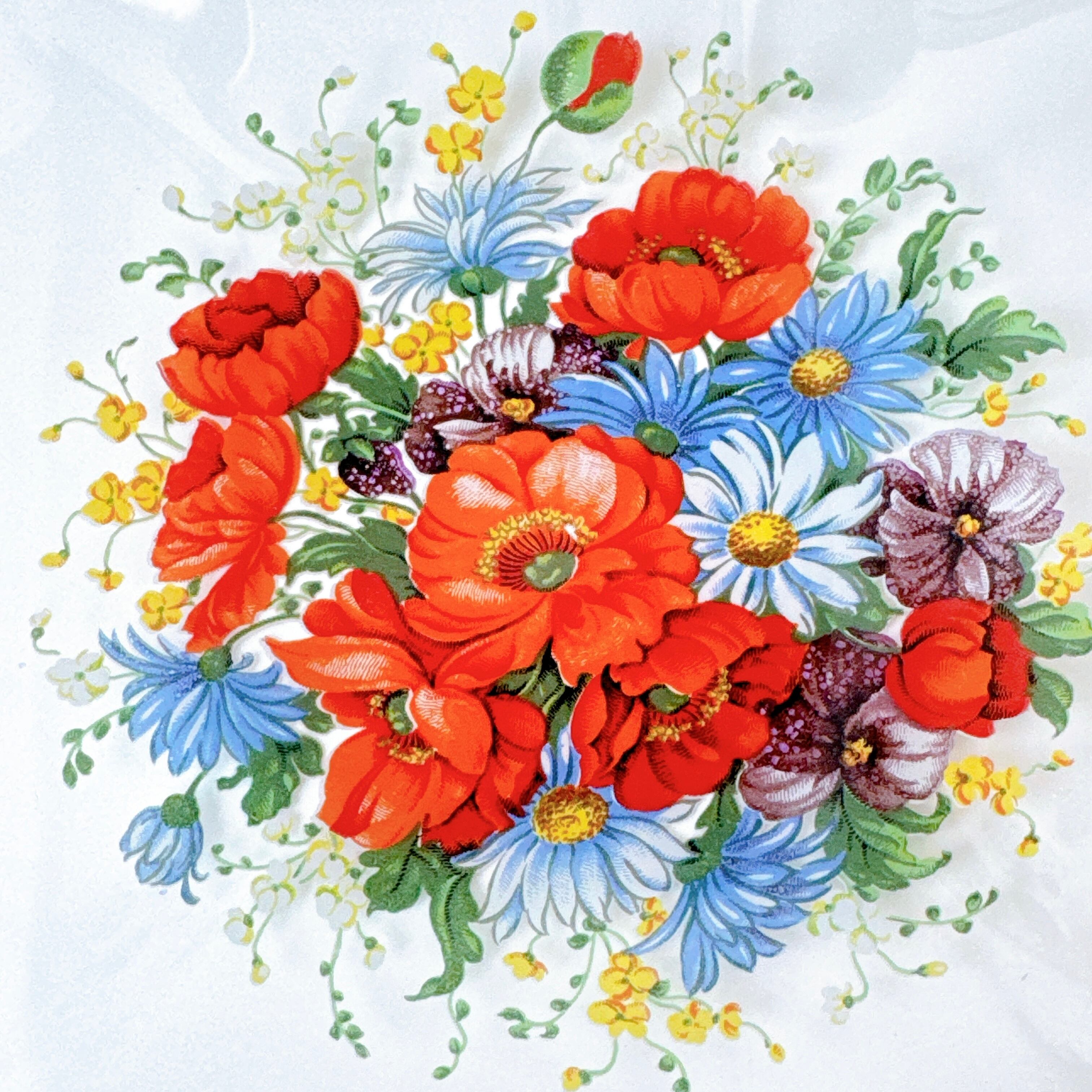 vintage】ポピーの花束のビンテージガラスプレート | piéce antique