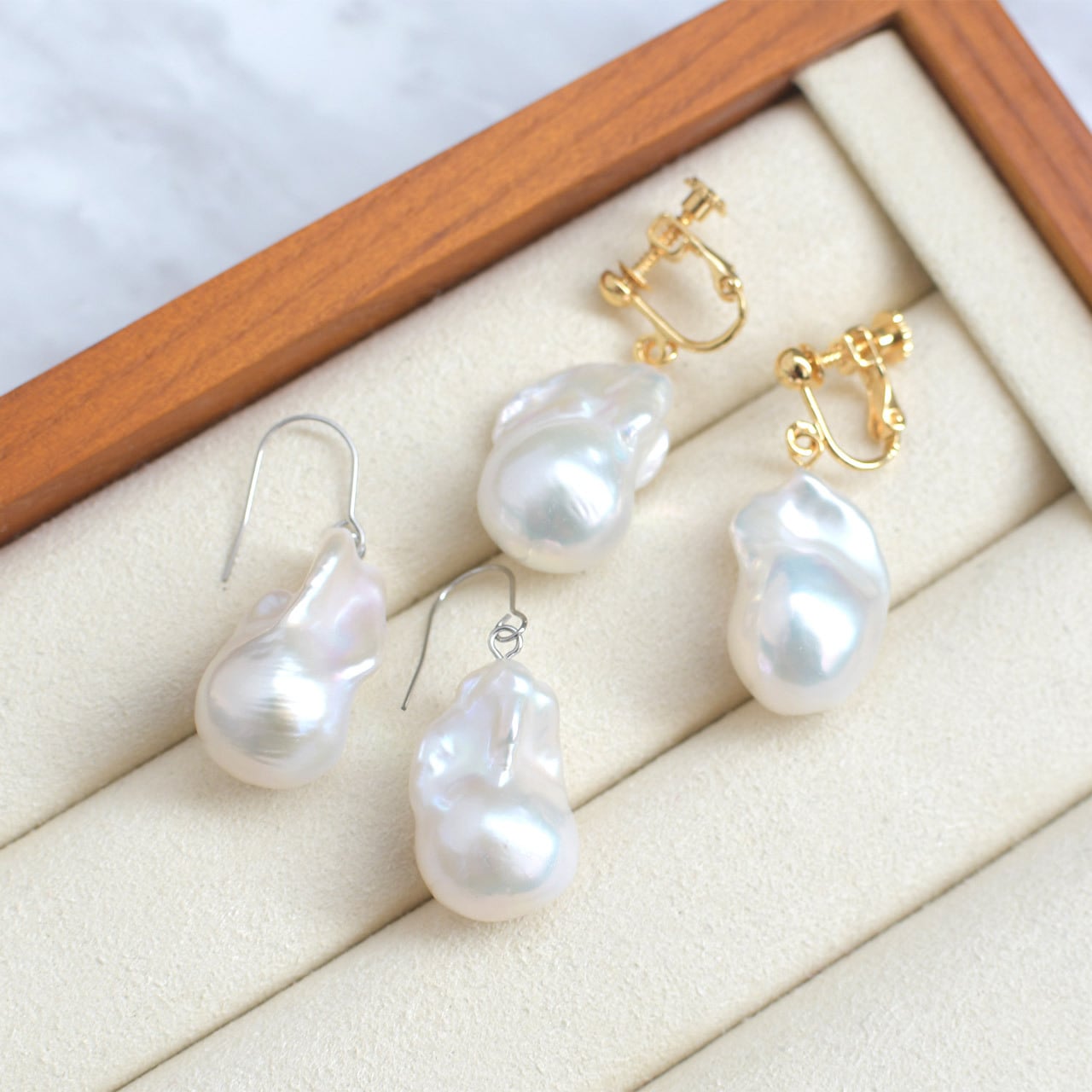 ポメころび◆シトリン×淡水パールピアス✧ツイストドロップカット 10.0mm 前後 選ばれたかがやき 淡水パール バロックピアス / ps
