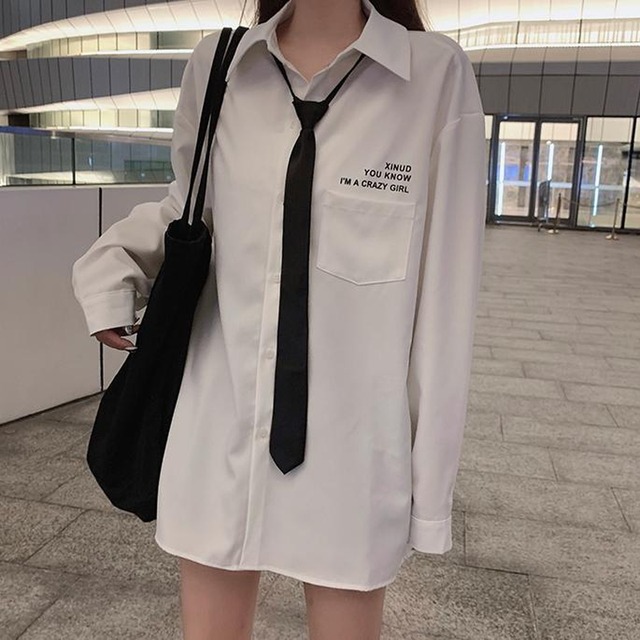 サブカル 服 地雷系 通販 Miub 白シャツ ERROR バックプリント ネクタイ付き カジュアル