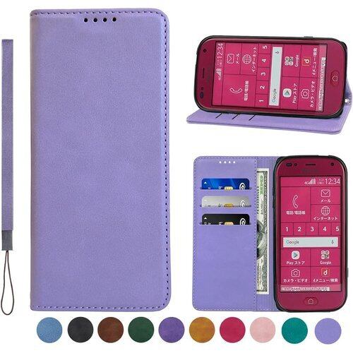 らくらくスマートフォン me F-01L ケース doo らくらくスマートフォン F-42A ケース 通用 高質PUレザー カバー fujitsu 手帳型 カバー 財布 内蔵マグネット 携帯カバー カードポケット カード入れ スタンド機能 シンプル スプラット同梱 携帯ケース スマホ 保護 レトロ ライトパープル 1853