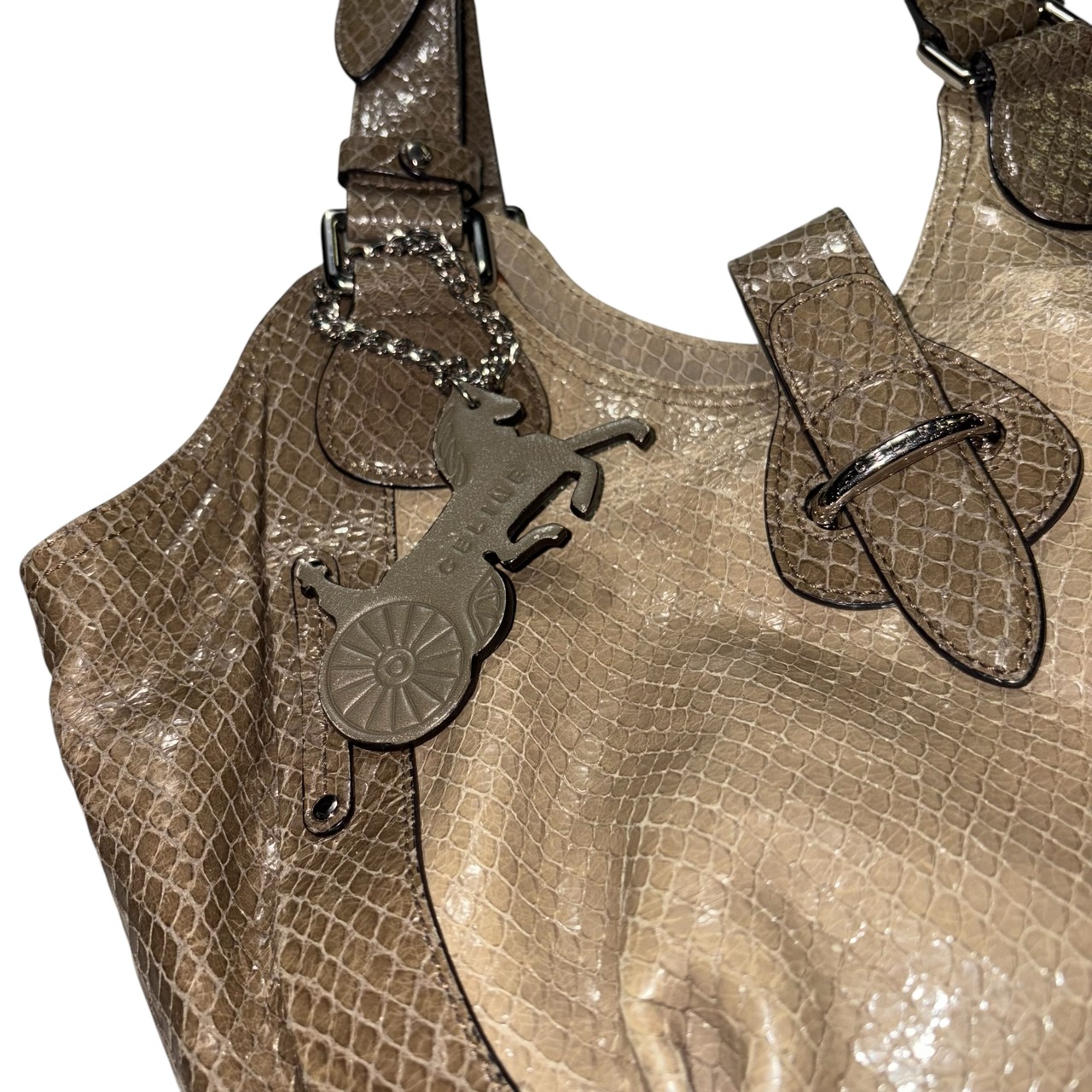 CELINE two tone python leather hobo bag