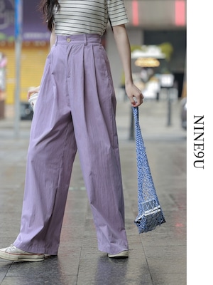 wide-leg straight color slacks-pants 3color【NINE7845】