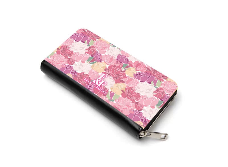 長財布 財布 花柄 フラワー レディース チャック ファスナー ピンク