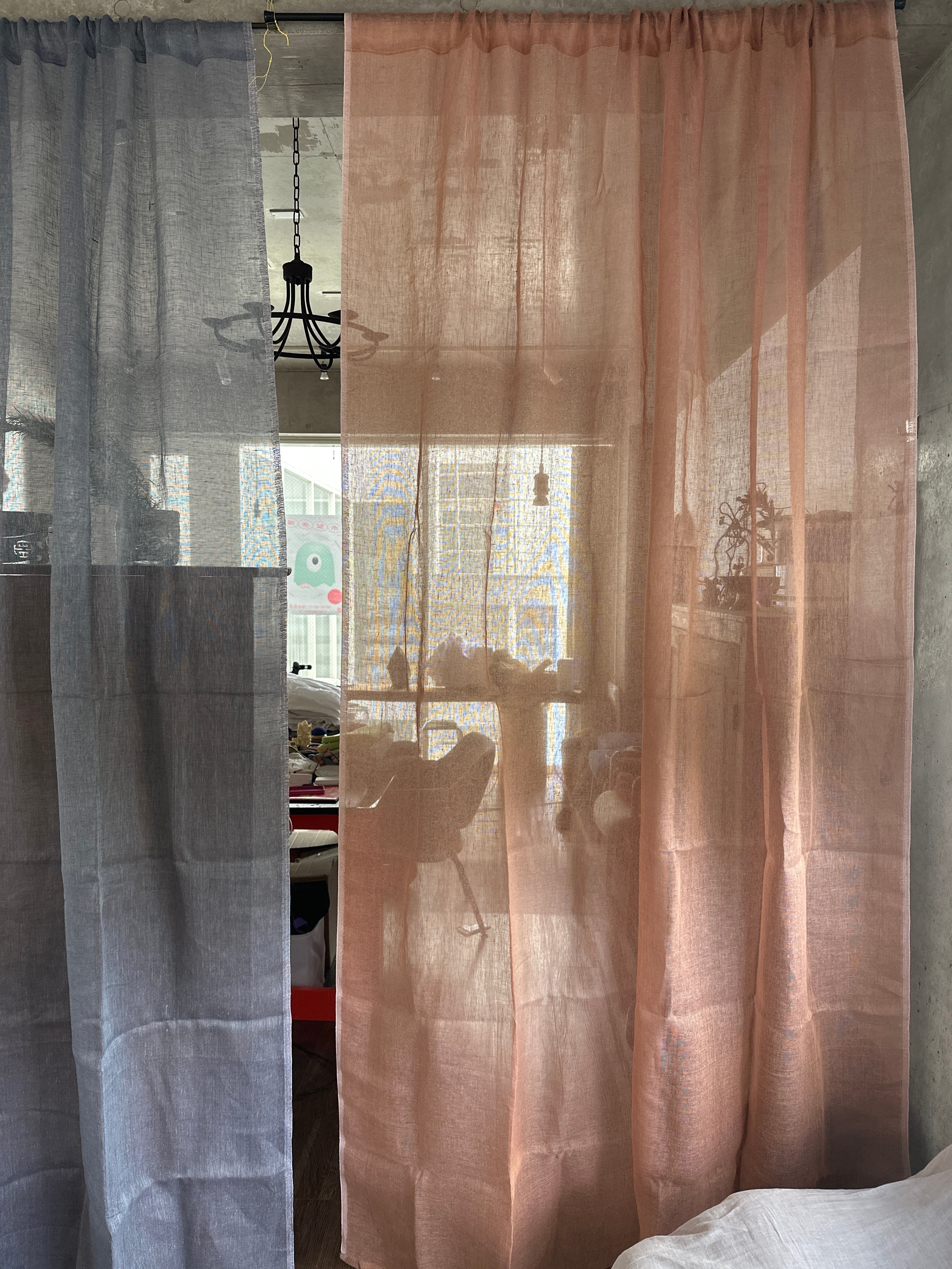 リトアニアリネンシースルーカーテン / mocha brown