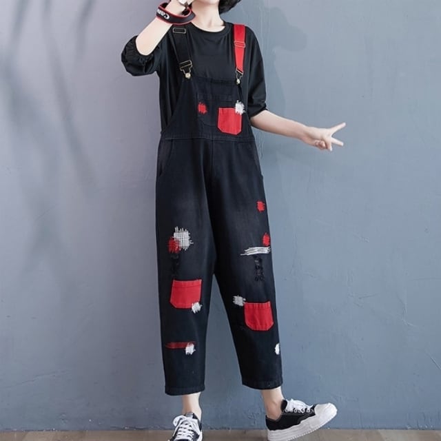 kissmark 黒 オーバーオール ファー付きフード kissmark 黒 オーバーオール ファー付きフード