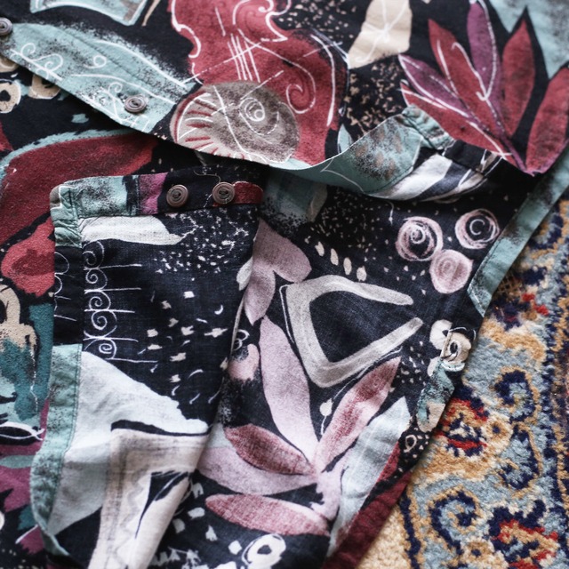 dark ambiance art pattern h/s rayon shirt