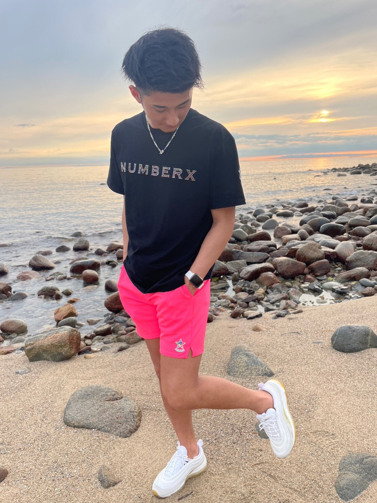 NUMBERX ラインストーンNUMBERXロゴ (半袖T-shirt) "BLACK"