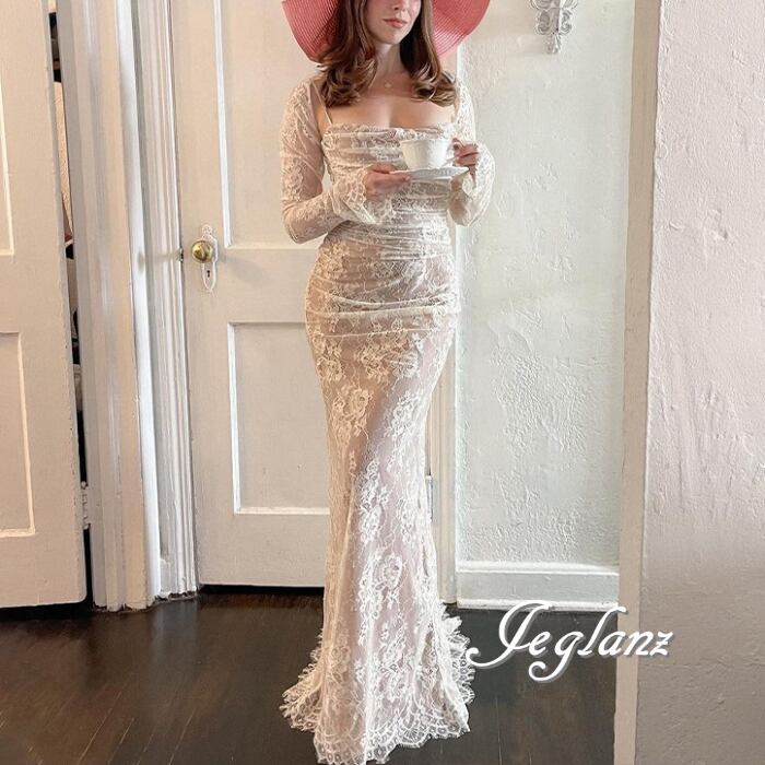 セットアップ 2点 ボレロ キャミワンピース レーシー 背中 編み上げ 2色(M5892)ζ