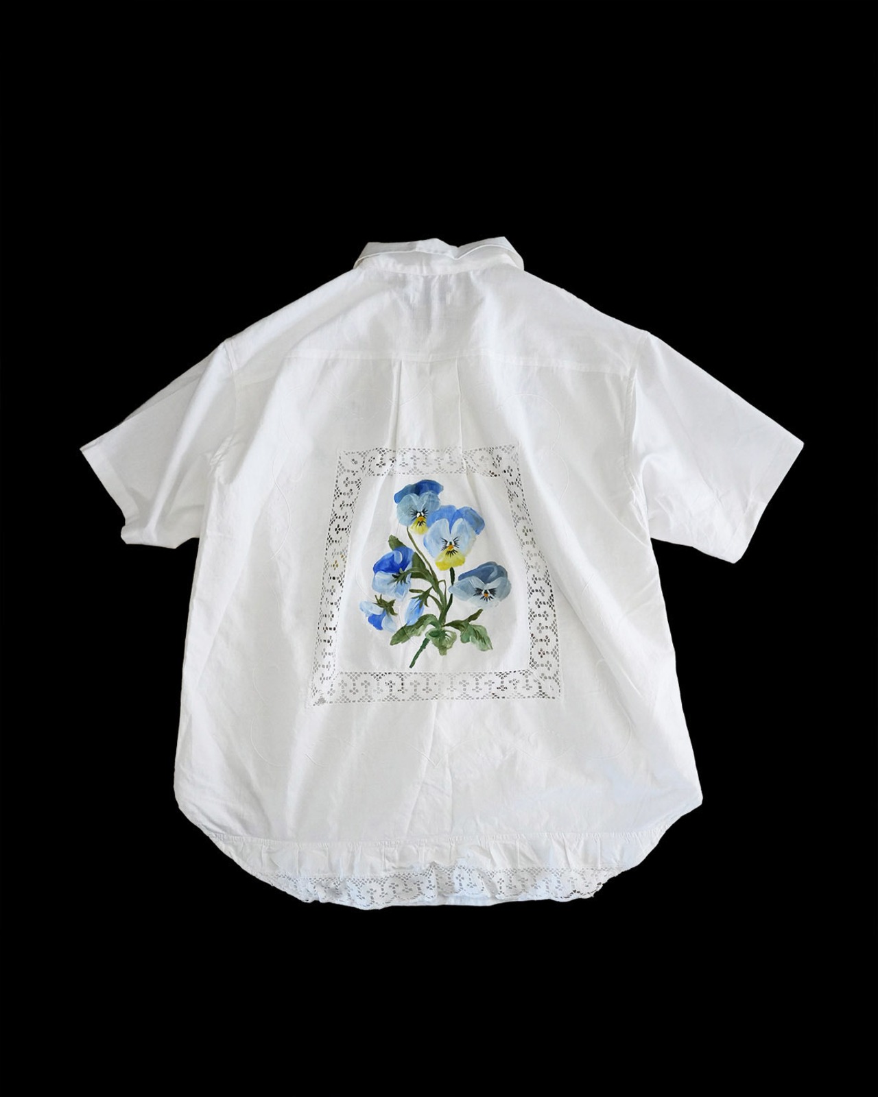 lace open collar shirt pansy echinacea