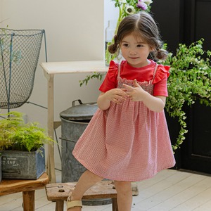 少量再販夏チェック柄キャミソールワンピース