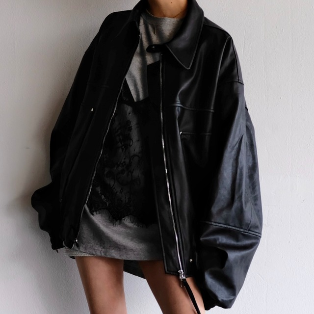 《受注販売》VINTAGE VOLUME LEATHER JACKET / BLK