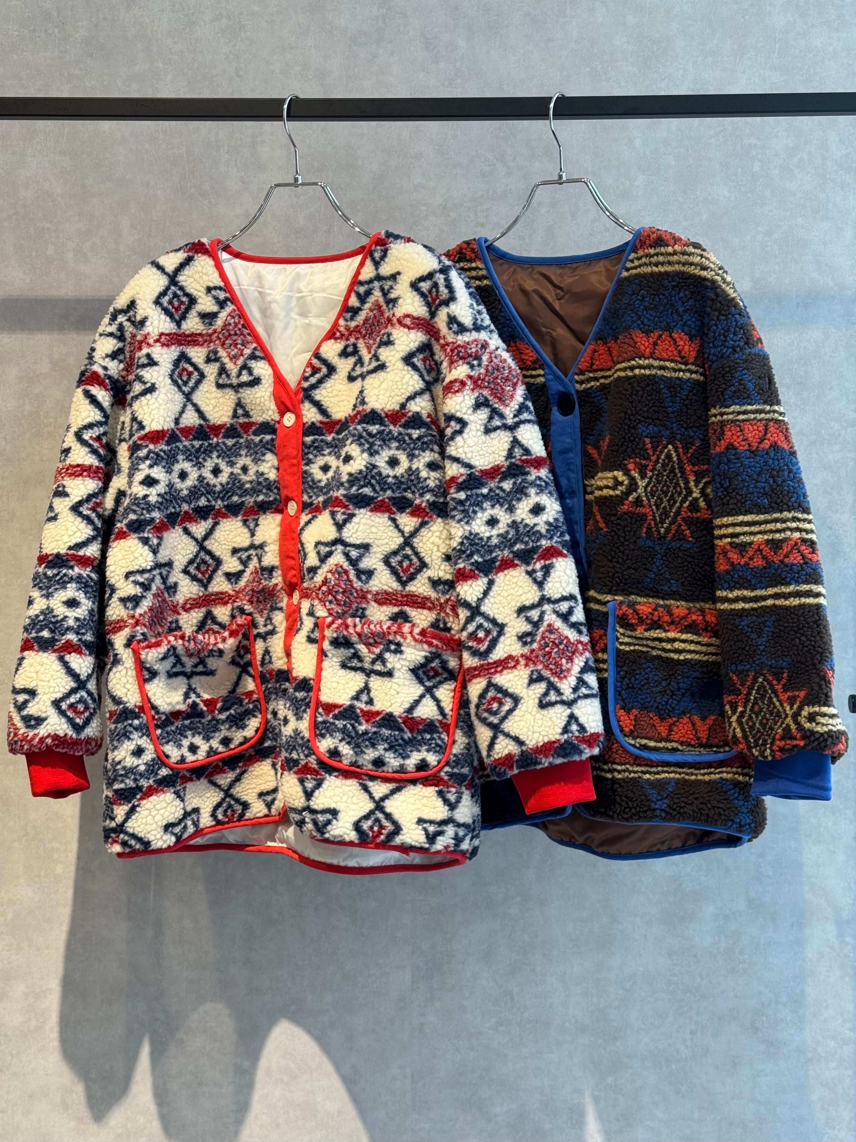 native pattern boa jacket