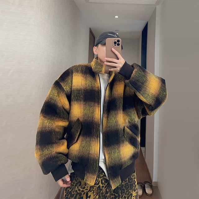 dannyandzeeチェック柄スタンドカラージャケット