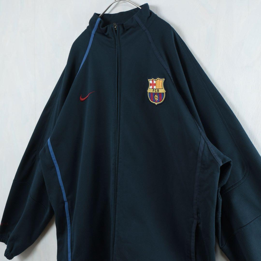 90s ナイキ　NIKE ナイロンジャケット　FCバルセロナ　刺繍ロゴ