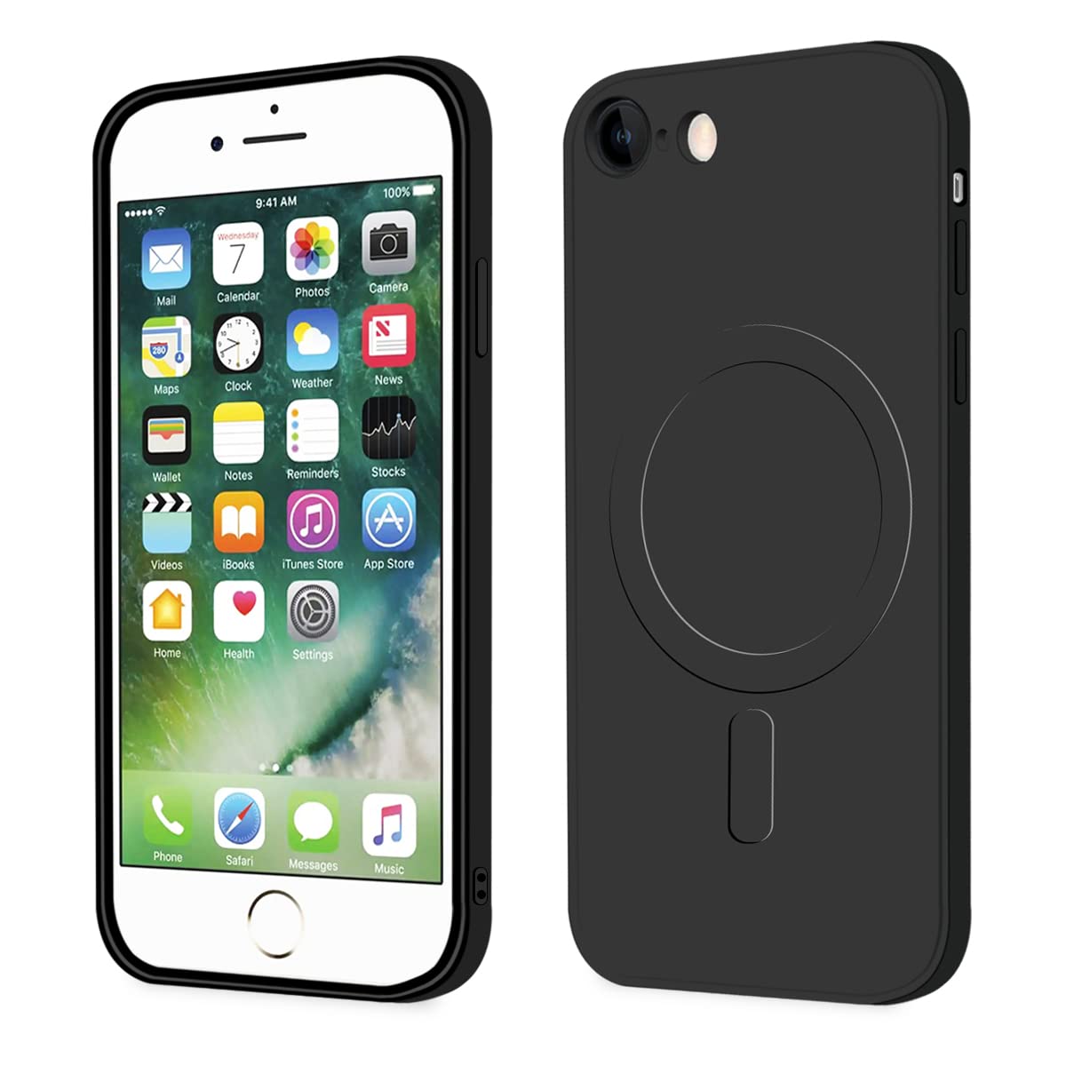 Majiyana for iPhone SE第3世代/SE2/8/7 用の ケース MagSafe対応 耐衝撃 TPU 薄型(ブラック)