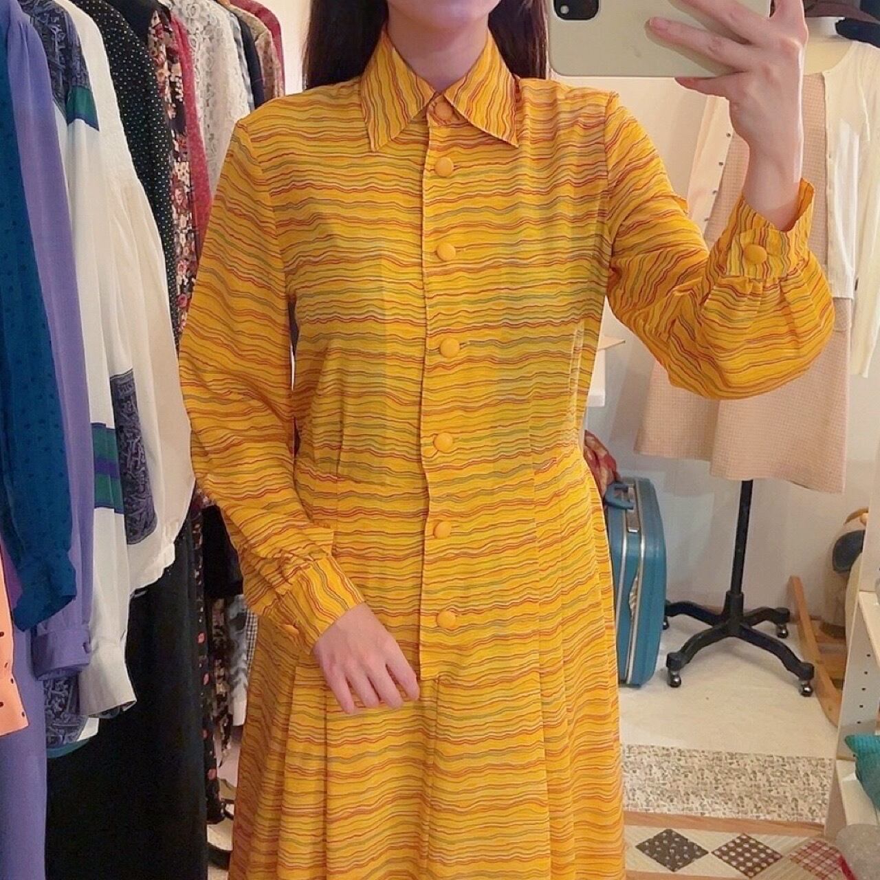 winding stripe yellow one-piece