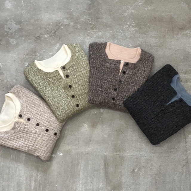 【予約】ミックスニットヘンリーネックプルオーバー［ladies］