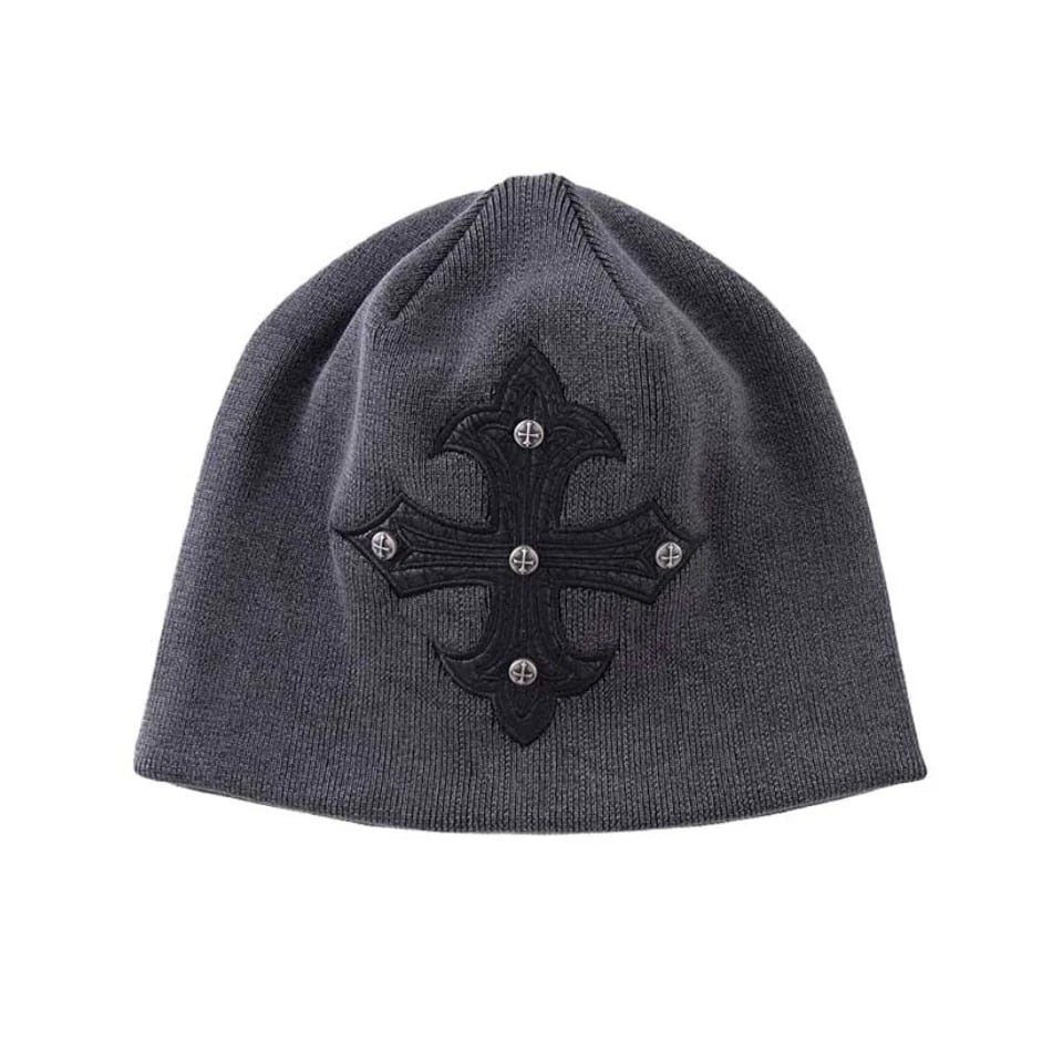 【supplier】Studs Cross Leather Patch Beanie【サプライヤー】