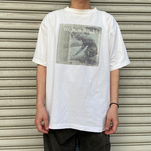 90s WOOLRICH プリントTシャツ　フィッシング　白　L ウールリッチ