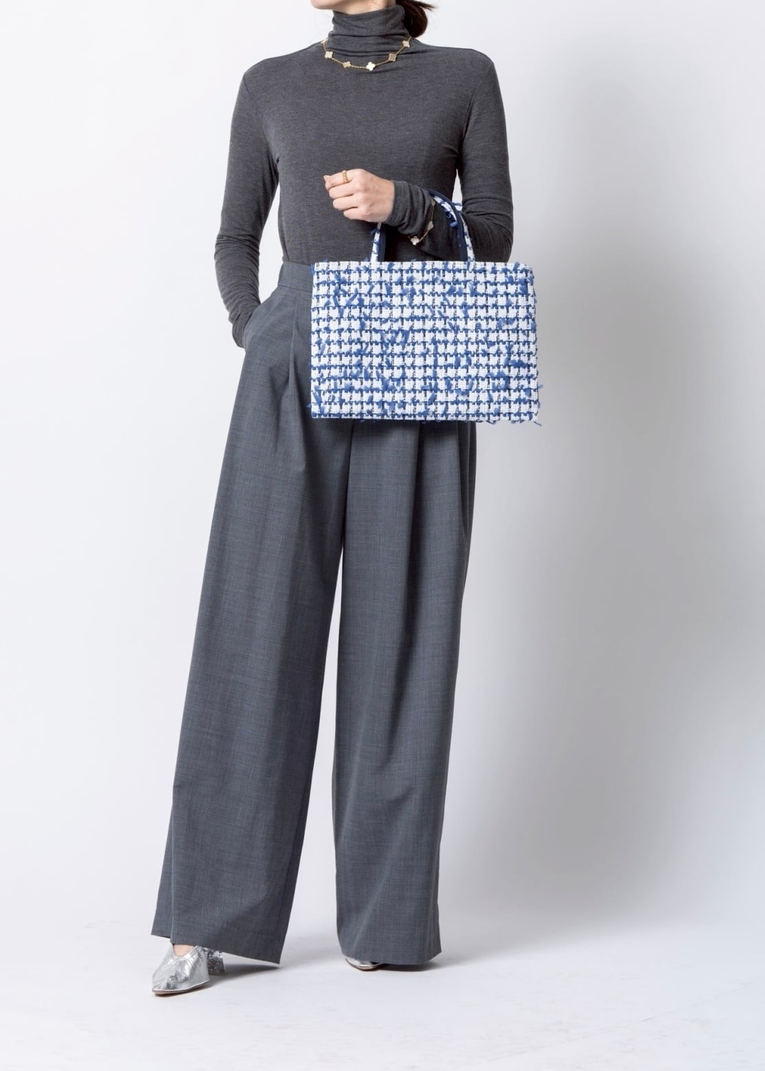 B I B I soeurs ビビスール　tweed White ribbon BIBI bag. “MINI” tweed Dot ribbon | B I B I soeurs. OFFICIAL