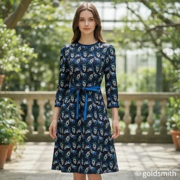 スーパービューティー ワンピース ポンチ素材 リニューアル 花柄 ビジュー付き サテンパイピング 2526026 ブラック 2025年秋冬 オーラボー Super Beauty レディース 上品 エレガント ミセス