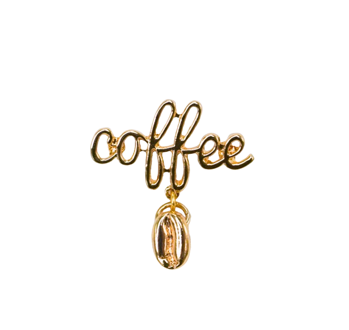 COFFEE」 文字と揺れる豆 ピンバッジ [P119] | almi pin badge