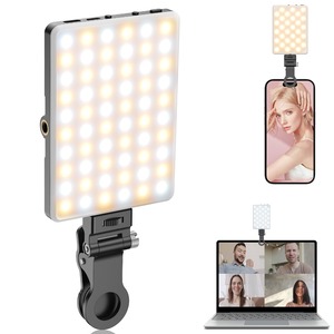 【在庫のみ】TONEOF 自撮りライト スマホライト 撮影用ライト LEDビデオライト 充電式60LED クリップ＆1/4インチネジ穴付き iPhone/Android/ラップトップ/タブレットに対応 自撮り/ビデオ会議用 2500k-9000K調光ライト(黑)