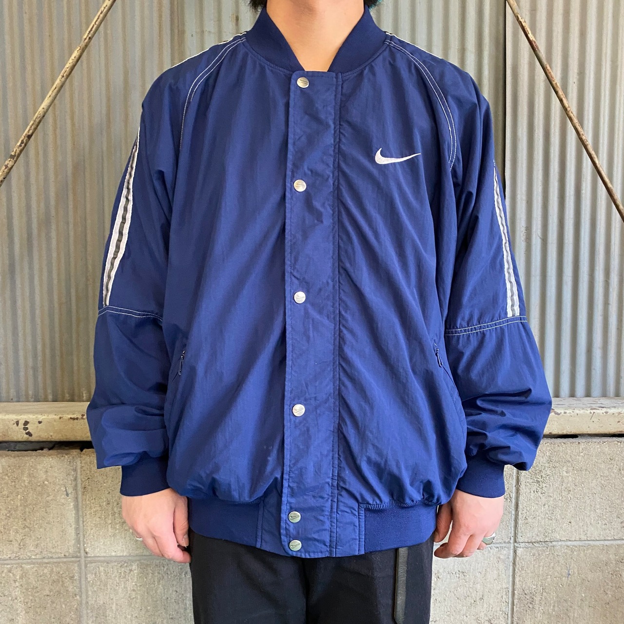 90年代 NIKE ナイキ ワンポイント刺繍 リフレクター ナイロンブルゾン 