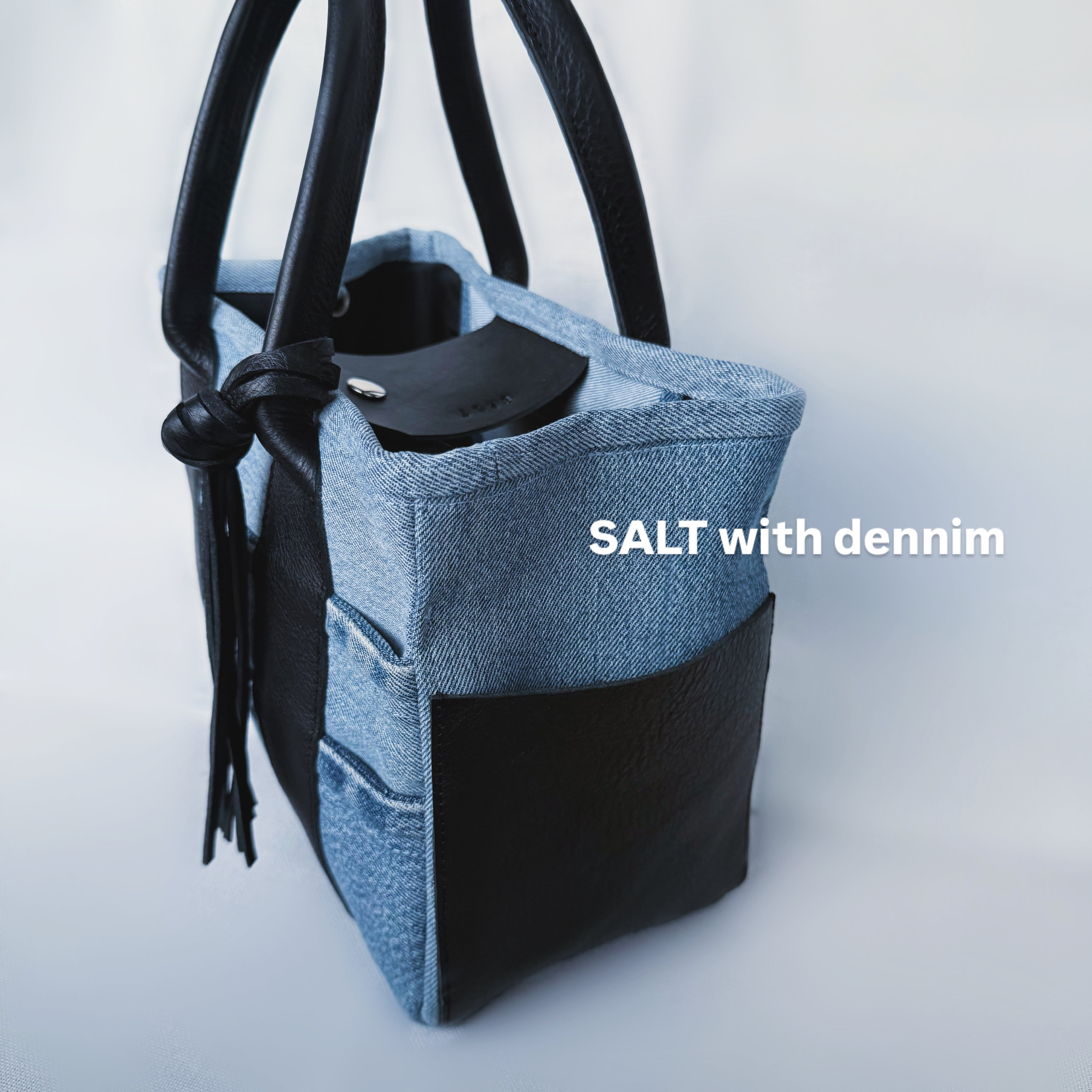 Denim×leatherスクエアトートmini No.6745