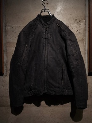 【Caka】Multi Gimmick Design Vintage Loose Faded Black Denim Motorcycle Jacket