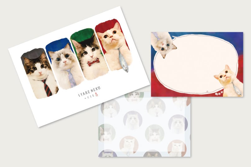 ☆ねこメモパッド｜SYARENEKO×TIE 猫 ネコ ねこ 猫雑貨 ねこモチーフ ネコ柄 コンパクトサイズ かわいい 文具 メモ帳