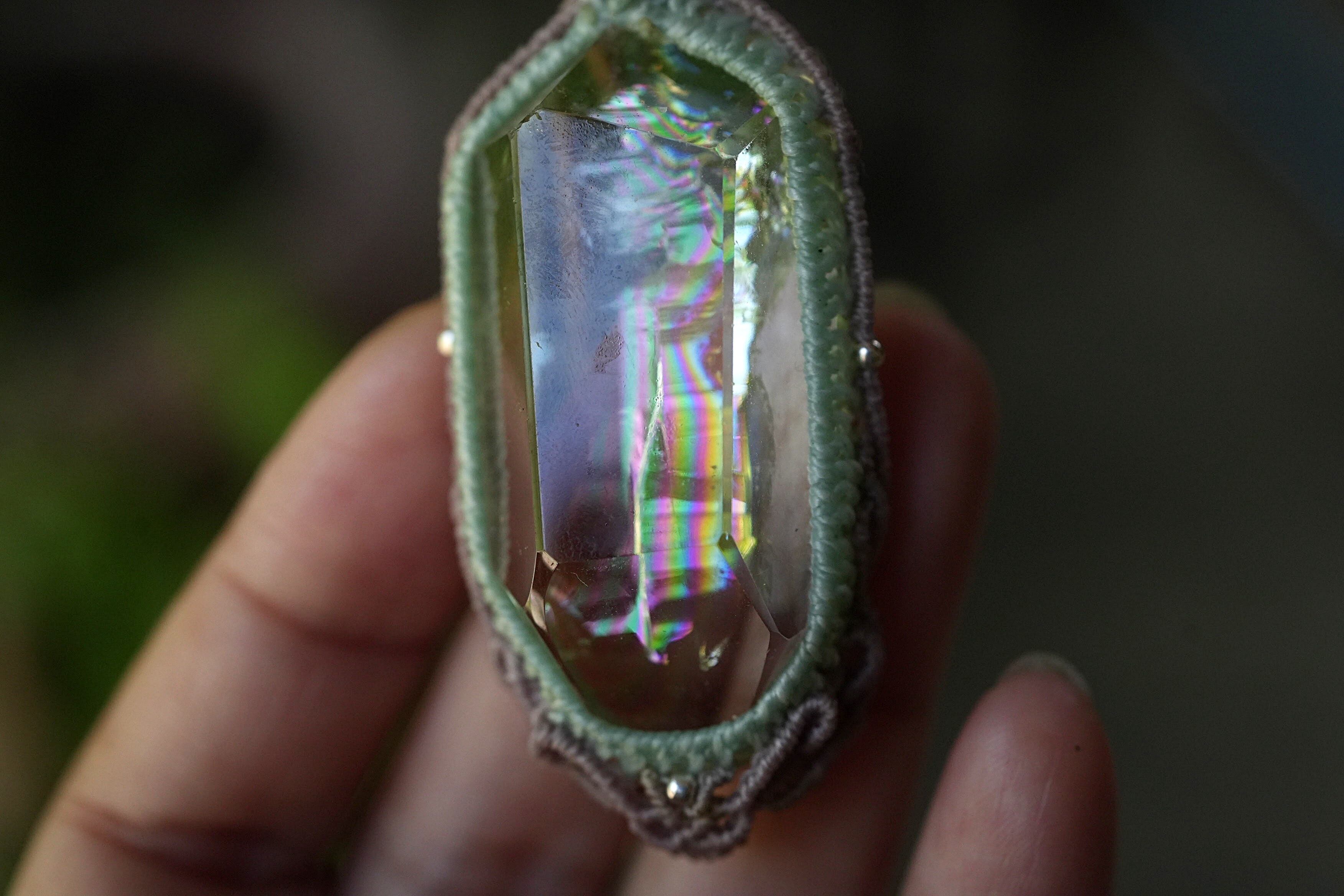 コレクション!! 大きな虹★シトリン原石 マクラメネックレス2003