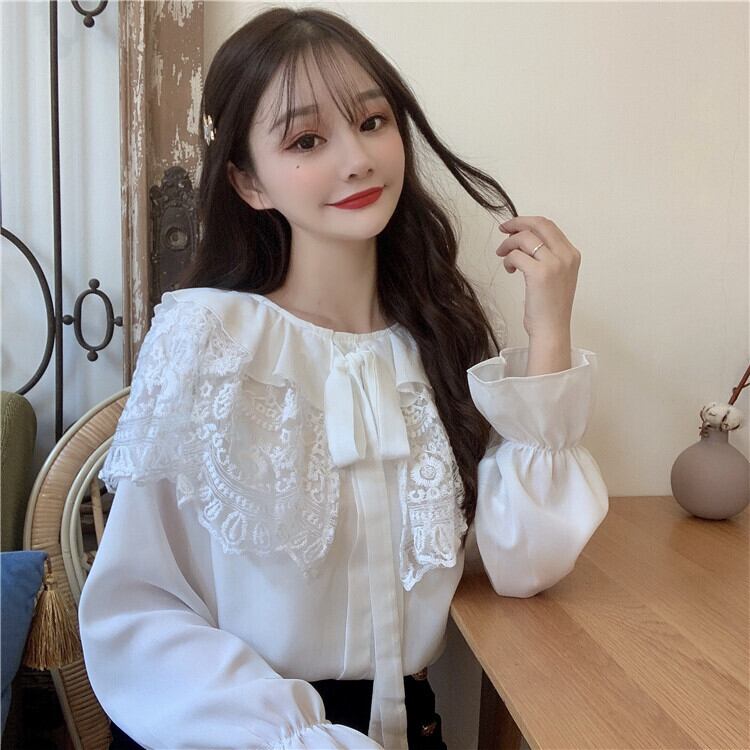 春の婦人服2020新しいルーズルーズワイルドシャツフリルレースシフォンシャツイントレンド YY-ファッション86113649122