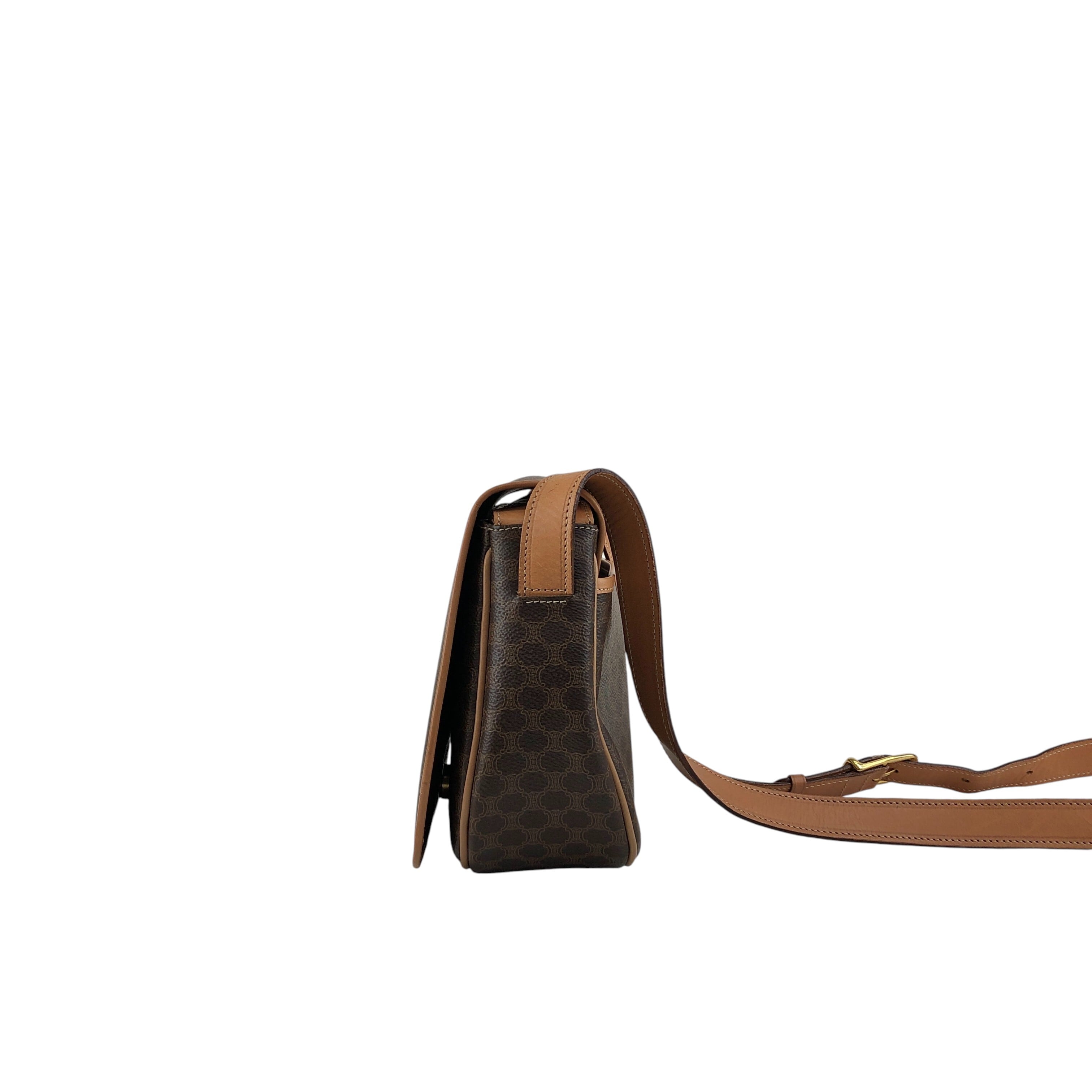 CELINE セリーヌ マカダム ショルダーバッグ ブラウン ブラゾン PVC