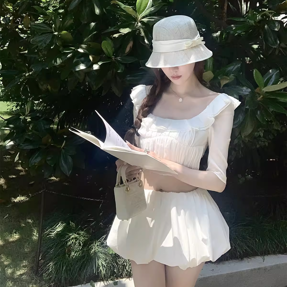 【set】フリルトップス×バルーンスカートセット M32652