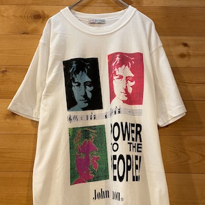 【JOHN LENNON】80s 90s 希少 日本企画 プリント Tシャツ シングルステッチ ビンテージ ジョンレノン ビートルズ L 古着