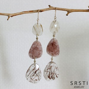 Rutile Quartz K10 Gold Leaf Earring